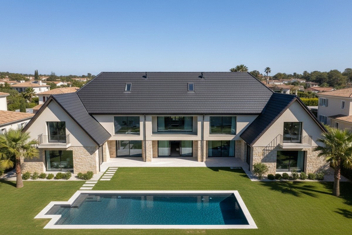 Solar shingles with anti-glare coating and consistent color for aesthetic standards (ID#5)