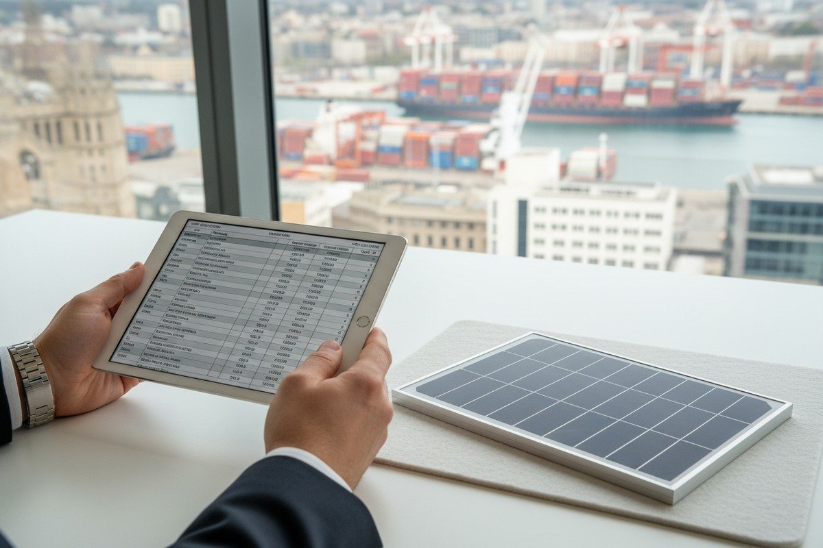 Calculating total logistics costs for importing solar roof shingles from China to Europe (ID#1)