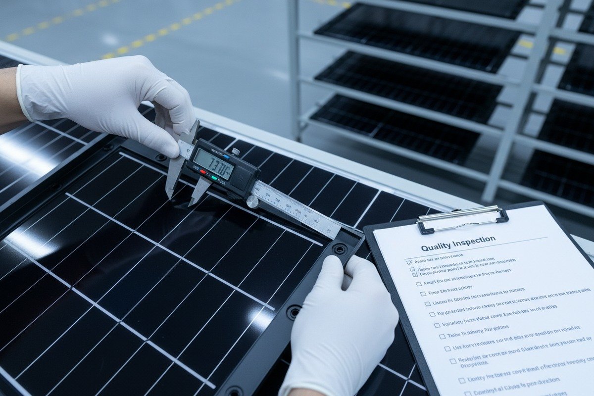 Auditor verifying TÜV electrical safety and European building material compliance standards (ID#3)