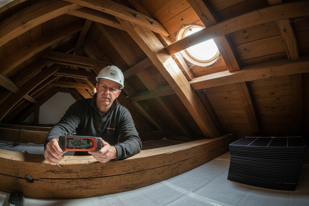 Assessing existing roof rafters and spacing for lightweight solar shingle structural support capacity (ID#3)