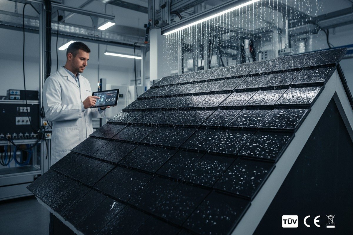 Determining minimum pitch requirements and certified test data for sourcing solar shingles (ID#2)