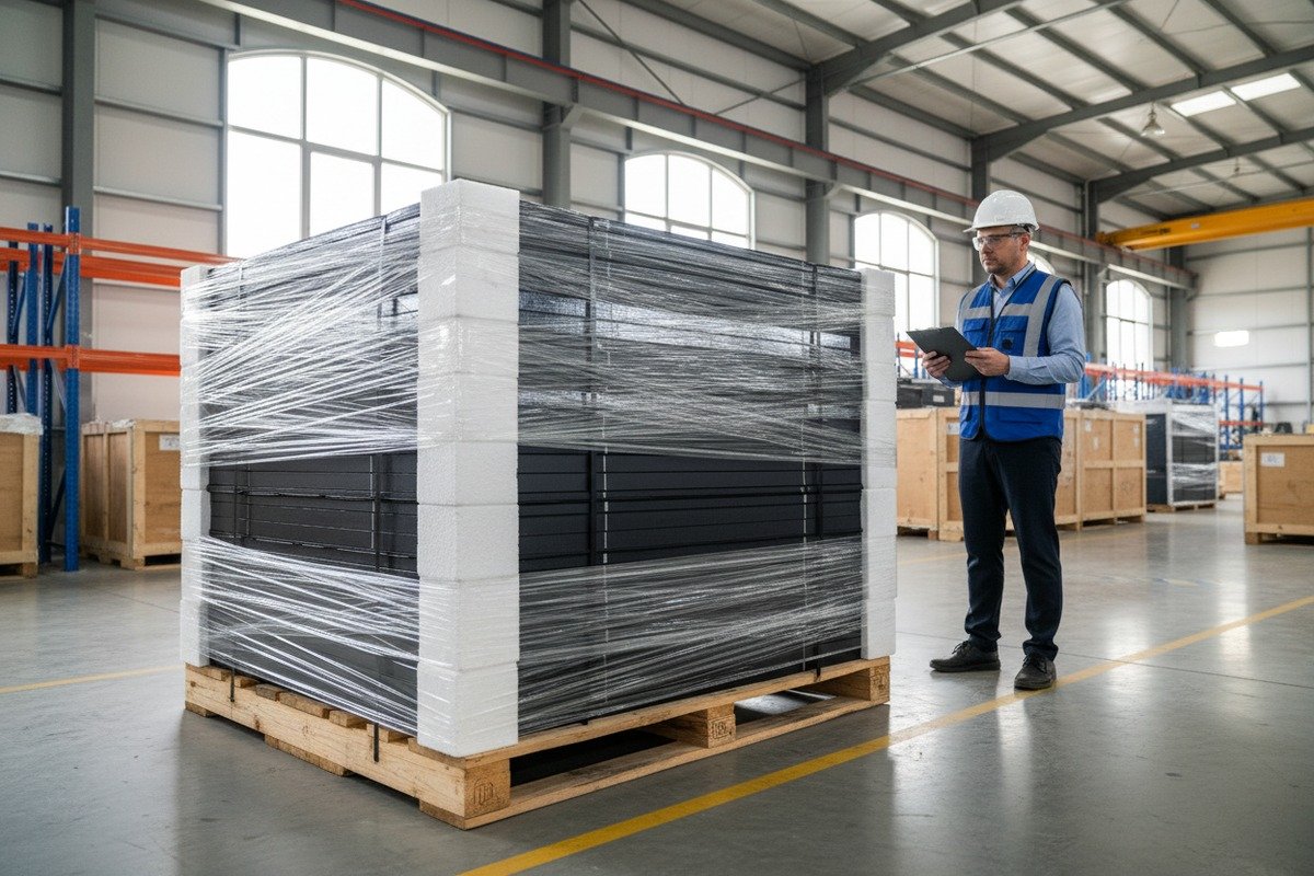 Professional sea freight packaging for sourcing solar roof shingles from international suppliers (ID#1)
