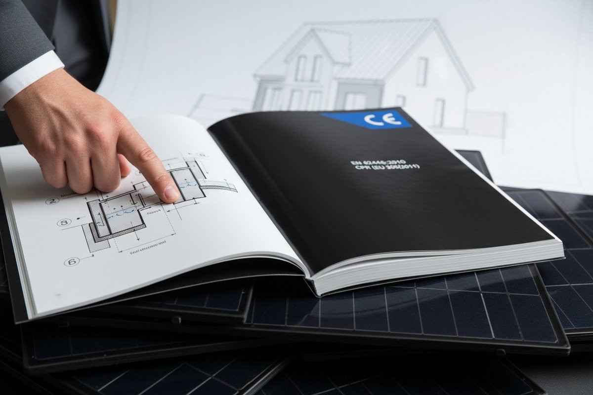 Solar installation manuals complying with European building regulations and EN 62446 PV documentation standards (ID#2)